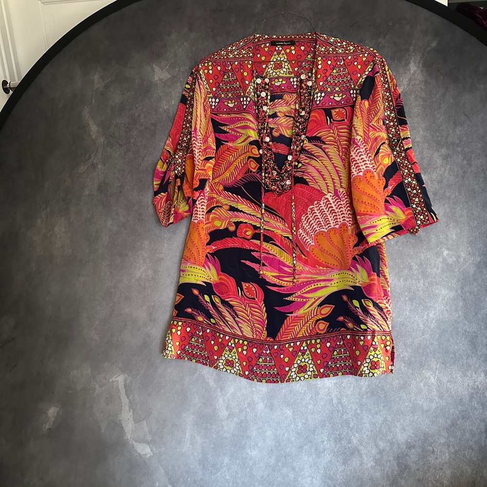 Beaded Nanette Lepore Multicolor Patterned Tunic